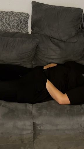 masturbation masturbating on the couch multiple orgasms moaning trembling twitching I twice fingering satisfyer   Clip 1