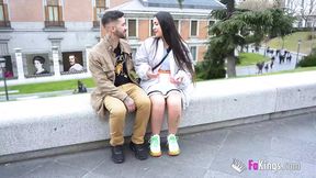 Desired Spanish tourist Nuria Millan craves intense pleasure across Madrid