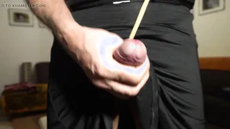 German twink strokes his big cock and cums in homemade solo