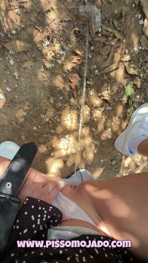 Desperate To Pee At The Park: Girl Almost Pisses Herself In Public Before Squatting Behind Bushes