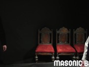 MasonicBoys - 3 suited DILFs use & raw fuck cute twink boy