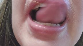 Wet Tongue Fetish – Close Up of My Saliva-Soaked Tongue, Mouth Open, Licking, Stretching and Drooling
