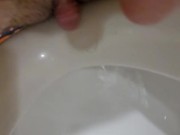 Boy Pussy fucks pushs the edge of public men toilet, rubbing clit on toilet