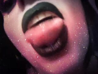 Witch with black lips french kissing with you & riding you