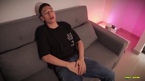 Hot Uncut Twink Jacobo Torres Jerking Inside a Condom Breaking It with His Big Cock and Shooting His Massive Cum Load