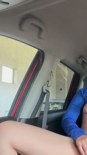 My stepsister masturbates in the car   Clip 1