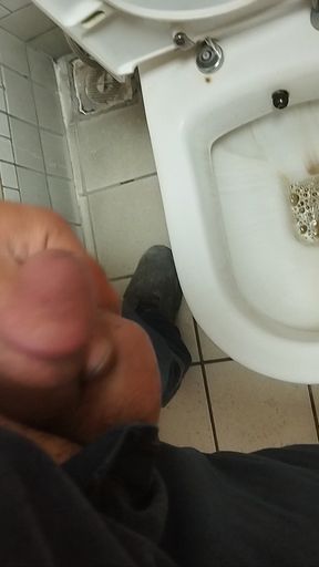 Mascuker Turk Pees in the Office Toilet