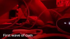 Double Handsfree cum in condom from nipple stimulator