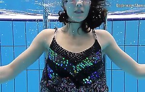 Adriana and Katka enjoy deep dark swimming pool