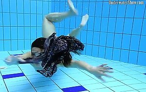 Adriana and Katka enjoy deep dark swimming pool