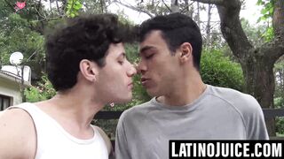 Gorgeous young Latinos fucking in a beautiful garden