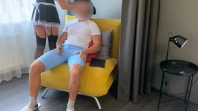 hot mistress maid fucks her sissy boss s ass for extra cash