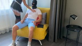 hot mistress maid fucks her sissy boss s ass for extra cash