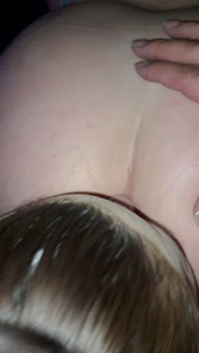 Part 1 of blond white girl sucking his dick while I lick her pussy and ass up Close juicy and nice