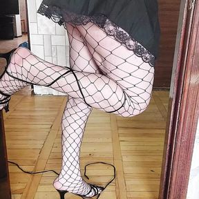 Hot Booty On High Heels Fishnet Tights Butt Dance