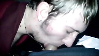 Humungous-Man meat Amateur Lad Gargles at Car Stop