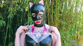 Masked inked chick Lady Lazarus sticks a dildo deep in her shaved pussy
