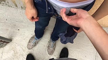 Masturbation in public and nervous that someone might see us!