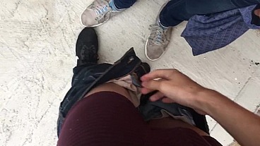 Masturbation in public and nervous that someone might see us!