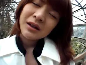 Saki Amamiya Naughty and hot Asian doll gives a blowjob outside