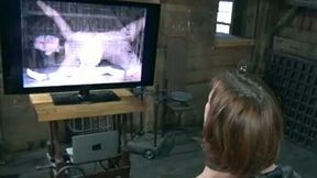 Slim redhead bitch with pale skin suffers in the barn