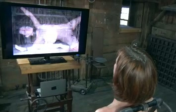 Slim redhead bitch with pale skin suffers in the barn