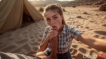 A sexy cowgirl showed me her blowjob skills and swallowed all my cum[AI]