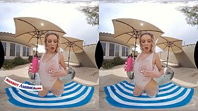 Violet Starr, octavia Red & Jazlyn Ray get down and dirty in VR with a big dick