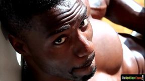 Athletic black stud wanks after workout