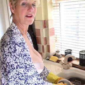 AuntJudysXXX - 58yo Busty Mature Housewife Molly Sucks your Cock in the Kitchen (POV)