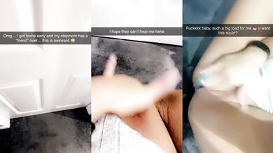 Sexting on Snapchat while listening to my stepmom fucking a stranger! I squirt 3 times at her door!