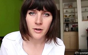 Sexy bitch talks naughty and takes a piss on you