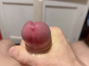 Cumming in close-up with a massive portion of cum in slow motion / Big Uncut Veiny Cock / Pissing