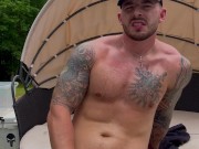 Hot onlyfans daddy jerks off by public pool