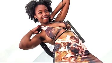 Big-titted ebony teen with hairy pussy gets roughed up in fake modeling casting