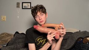 Gooner man gapes fuck-hole with humongous faux-cocks