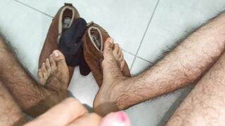 Masculine soles. Contemplating this lumberjack soles and fur covered gams. Eat it or scent it?
