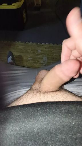 Enjoying a stroke in the basement