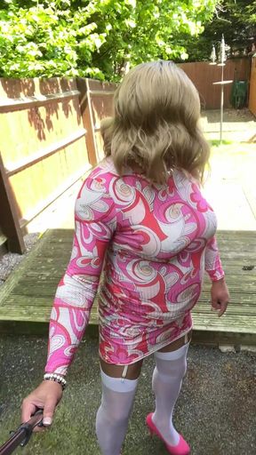 Amateur Crossdresser Kellycd2022 in Pink Dress Masturbating
