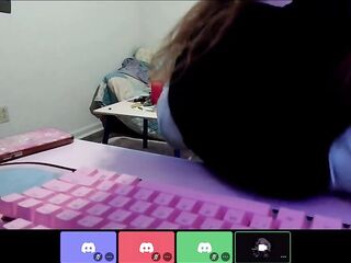 Teasing my step-brother's allies on Discord then fingering myself beneath the table