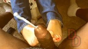 Ebony Best Friend Short Compilation Red Toes Footjob with Sweaty Feet