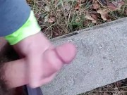 Jerking off in public after jogging