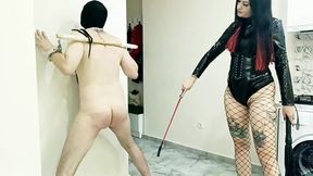 Slave's bare butt&#x1F351; gets harshly whipped by mistress Nika, screams fill the room of pleasure