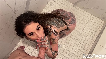 Arabelle Raphael Delivers A Sensual Blowjob In The Shower