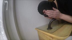 I suck my dildo deep throat and drool.