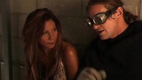 Sexy blonde sucked and fucked in a jail setting by cops and other inmates