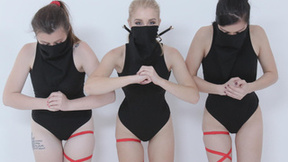 Fucking hot teen ninjas one by one in foursome