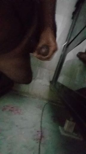Desi Muscular Boy Oiled His Dick and Masturbates Infront of the Mirror When Nobody in the House