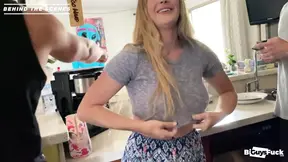 Curvy blonde and brunette babes with huge dicks