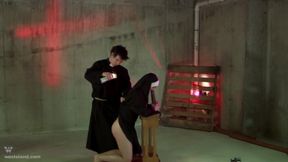 Roleplay Done Right As Hot Redhead Nun Rides A Hard Wooden Dildo Under Rule Of Sexy Priest